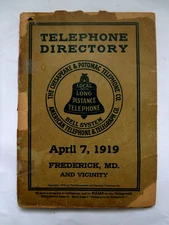 1919 Frederick Md C&P Telephone Directory  & American Telephone & Telegraph Co.