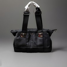 Black Tote Bag/Purse with Zip Top, Detachable Strap, Lined Inner Pockets