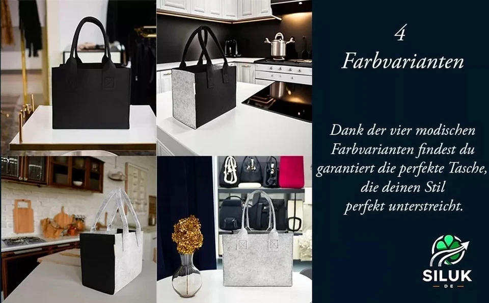 SILUK Filztasche Einkaufstasche Tasche Tragetasche Shopper 35 x 20 x 28cm Farben - Bild 2 von 4