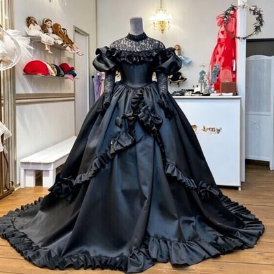 victorian dinner dress Vintage Evening Dresses Long Sleeves Tulle Ruffled Medieval Prom Gowns Size:US 10 | EU 42 (XL) self-portrait - Yellow Chiffon Sleeveless Wedding Dress 1890s but it can be