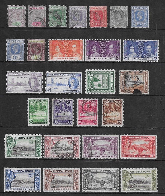 28 Sierra Leone Stamps from Quality Old Antique Album