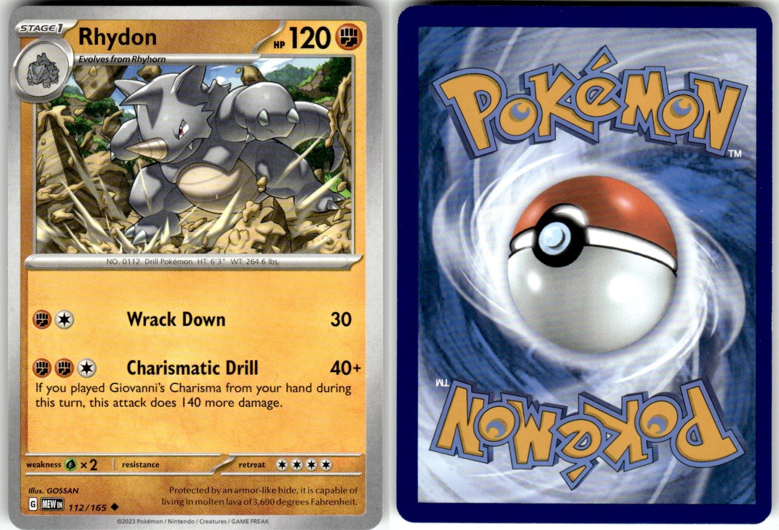 RHYDON - 112/165 - UC - 151 - POKEMON - - NM