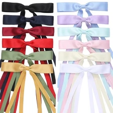 Hair Bows Set: 12 PCS Ribbon Bowknot Clips and Barrettes with 12 Color mixing 