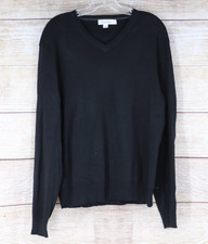 Calvin Klein Mens Medium Black V-Neck Sweater Lightweight Classic Pullover