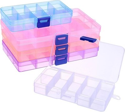 Sortierboxen Mehrfarbig Kunststoff Aufbewahrungsbox 5er Set 10/15 Fächer Blau...
