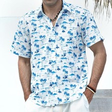 Unisex Luau Party Hawaiian Shirt: Tropical Vacation Beach Button Down Casual Top