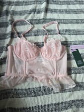 Corset Top Xs Pink Lace, Mesh, Ruffle Wild Fable