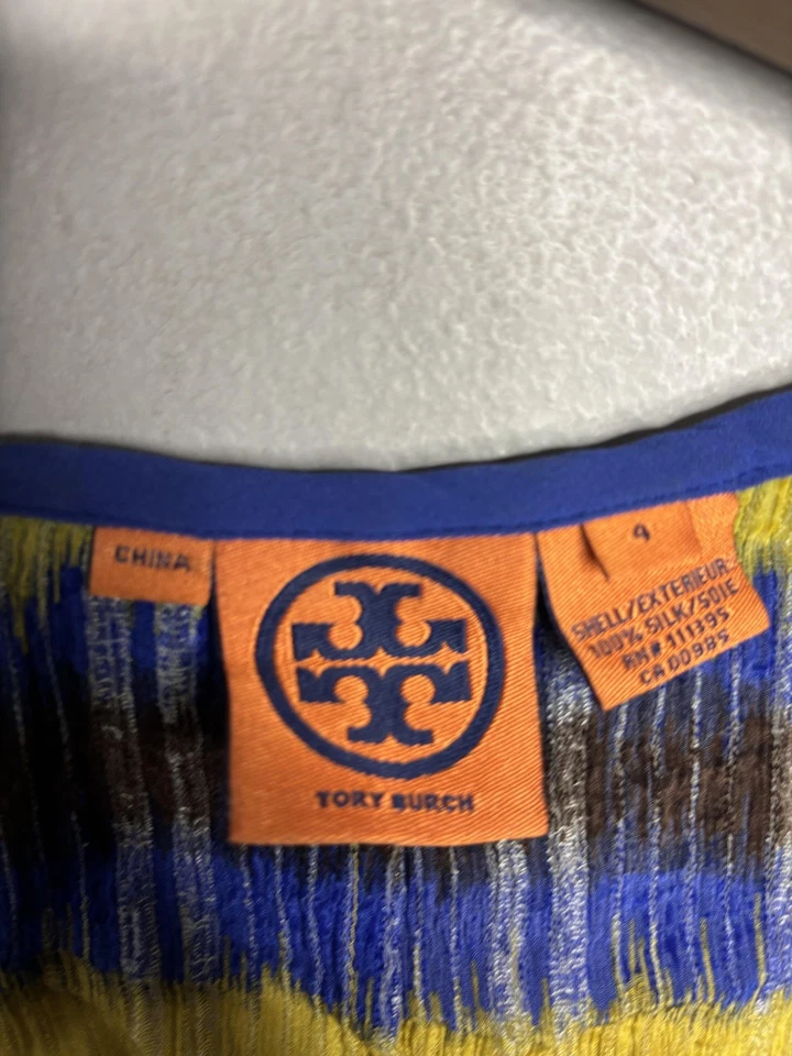 Tory Burch Tank Top Womens 4 Ikat Print Silk Sleeveless Boho Blouse Shirt 6482 - Image 4 of 4