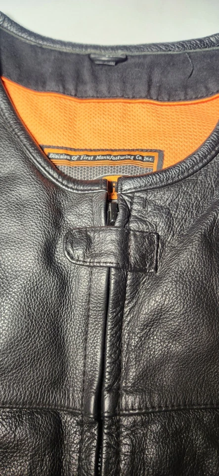 Colete de segurança First Classics couro equipamento motociclista masculino PRETO tamanho MÉDIO - Imagem 2 de 4