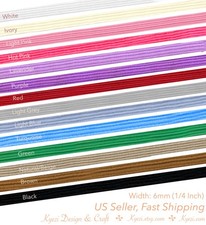 1/4" 6mm Flat Elastic Band 1 5 10 20 50 100 yards, Thin Colored Elastic, DIY