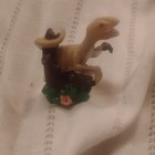 Vintage 90s Raptor Dinosaur Finger Puppet Plastic Toy Figure Retro Dino On Log — photo 3