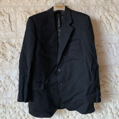 1970s Vintage Scabal Norfolk pure wool classic black jacket blazer 42L 42R