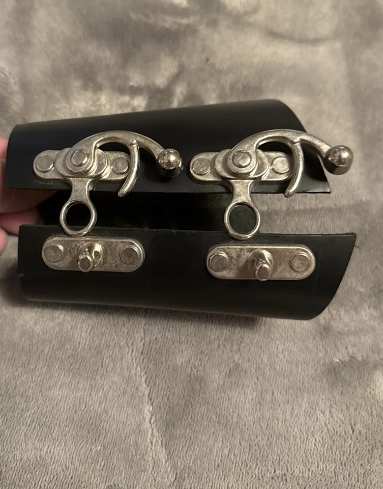 Black Leather Goth Rocker Ren-Fest Forearm Archery Brace Handmade Large Mens - Image 3 of 4