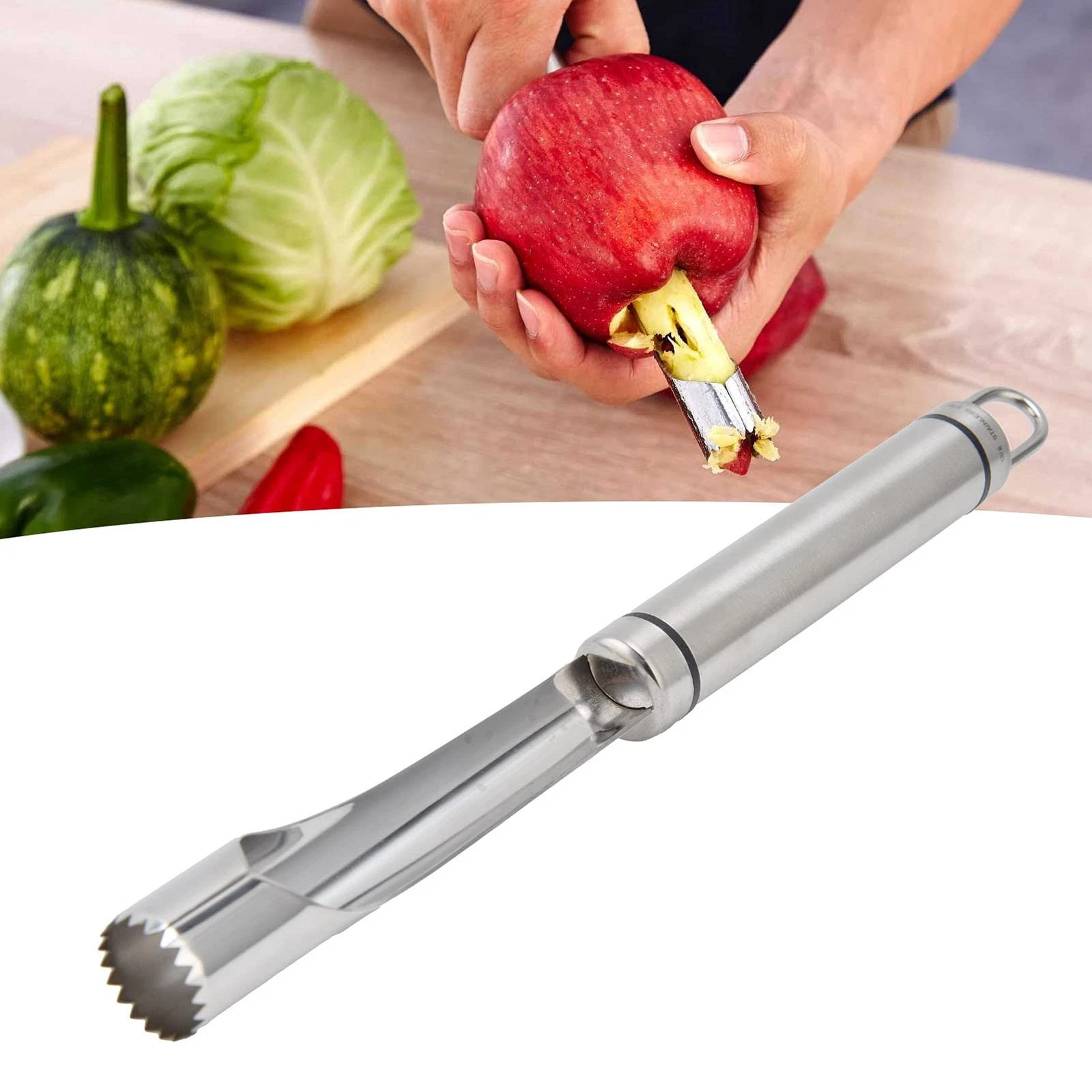Premium Apples Corer Tool,Stainless Steel Fruit Core Remover with Sharp Serra...