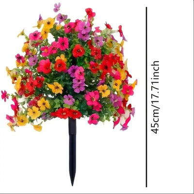 Artificial Violet Flowers Garden Stake Outdoor Fake Plants Patio Yard Decor