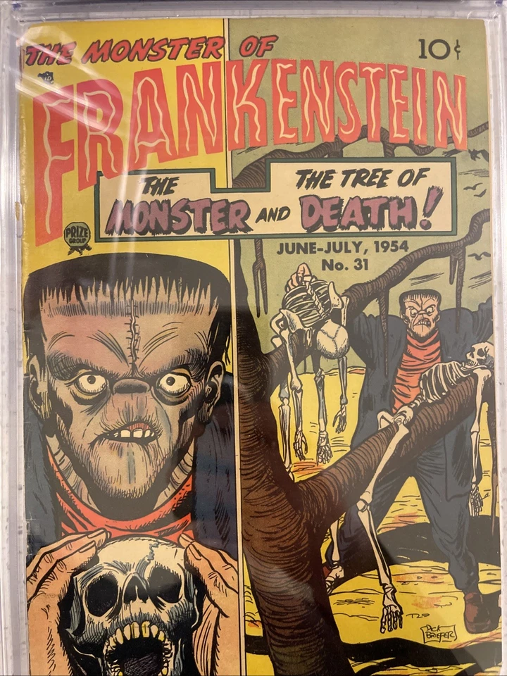 弗兰肯斯坦 #31 CGC 3.0 1954 DICK BRIEFER 预代码黄金时代恐怖头骨! — 第 3/4 张图片
