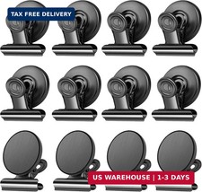 12 Pack Magnetic Clips Heavy Duty, Black Magnet Clips for Fridge Refrigerator