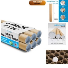 MagicWater Supply 3 x 36 Inch Kraft Mailing Tubes End Caps - 6 Pack