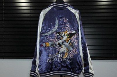 Evangelion Unit 0 Rei Ayanami Embroidery Reversible Sukajan Navy Large