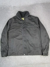 Orton Brothers Jacket Mens Large Black Cotton Blend Shearling Lined Bomber
