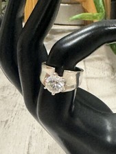 Vintage 925 Sterling Solitaire Cubic Zirconia Engagement Style Ring Size 6.5