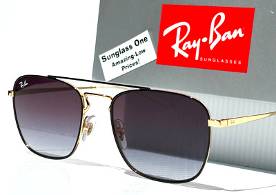 NEW Ray Ban Shiny Gold & Black Frame Gray Gradient Lens Sunglass RB3588 9054/8G