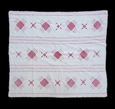 Antique eastern European embroidered tablecloth Slavic Ukrainian Belarus Russian