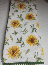 COLORDRIFT KITCHEN TOWELS 2 SUNFLOWERS GOLD GREEN 18 X 28 100 COTTON NIP