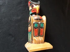 NORTHWEST COAST WOODEN TOTEM POLE, CLASSIC EAGLE EFFIGY FETISH,   WY-0724*07672