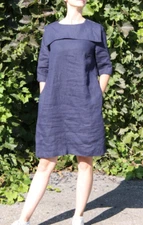 Comfortable Loose fit Linen dress Midi dress Warm fabric dress Marinist dress