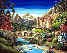 Clever Monsters Castle Paint By Number Kit Framed Canvas DIY Painting 16x20