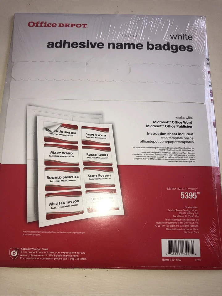 Insignias adhesivas blancas con nombre Office Depot 2 1/3 “x 3 3/8” 160 insignias nuevas Foto 2 de 2