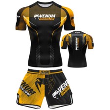 Tuta fitness Venum uomo boxe asciugatura rapida Muay Thai maniche corte t-shirt pantaloncini--