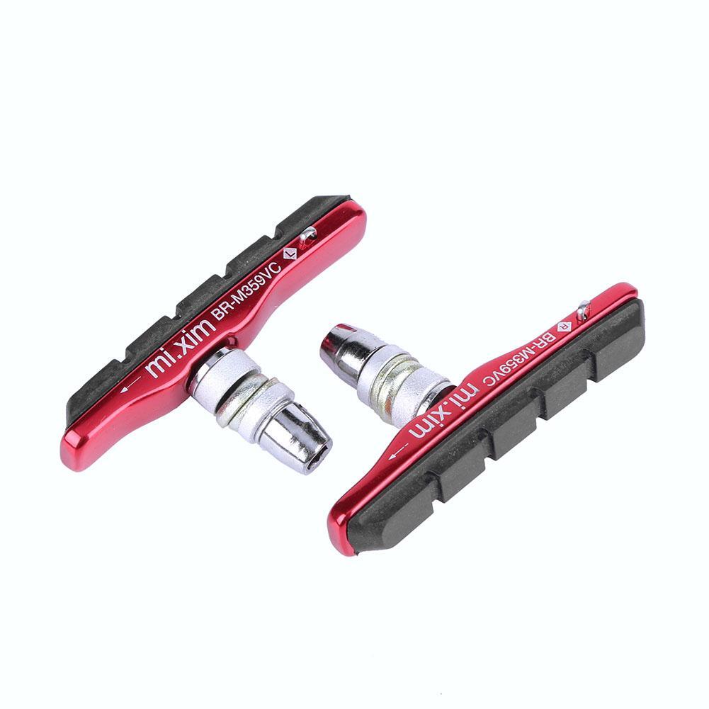 1 Pair MTB Road Bike V Brake Pads Rubber Brake Holder Blocks Shoes (Red