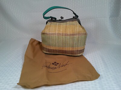 Patricia Nash Laureana Italian Fine Straw Multi Weave Aqua Satchel--NWT