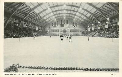 New York, NY, Lake Placid, Interiorof Olympic Arena 1920's Postcard
