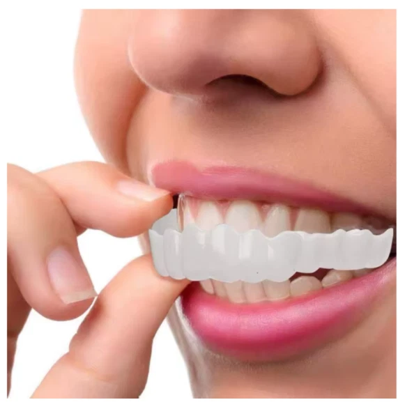 Snap On False Teeth Upper + Lower Dental Veneers Dentures Tooth Cover Set Hot UK - Image 2 of 4