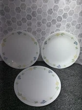 3 Corelle SECRET GARDEN Bread & Butter Plate, Blue & Yellow Flowers,  6-3/4"