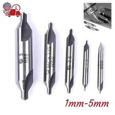 5-Piece HSS Center Drill Set #1-#5 - High-Speed Steel Lathe & Metalworking Tools