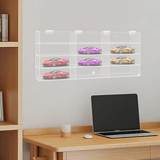 4 Tiers Acrylic Toy Car Display Case, Wall-Mounted Clear Toy Car Display Box