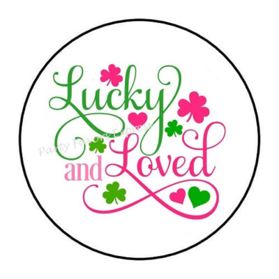 2cm 32xAufkleber Sticker Decal bunt Brief Post Lucky Loved bunt Rund R3495