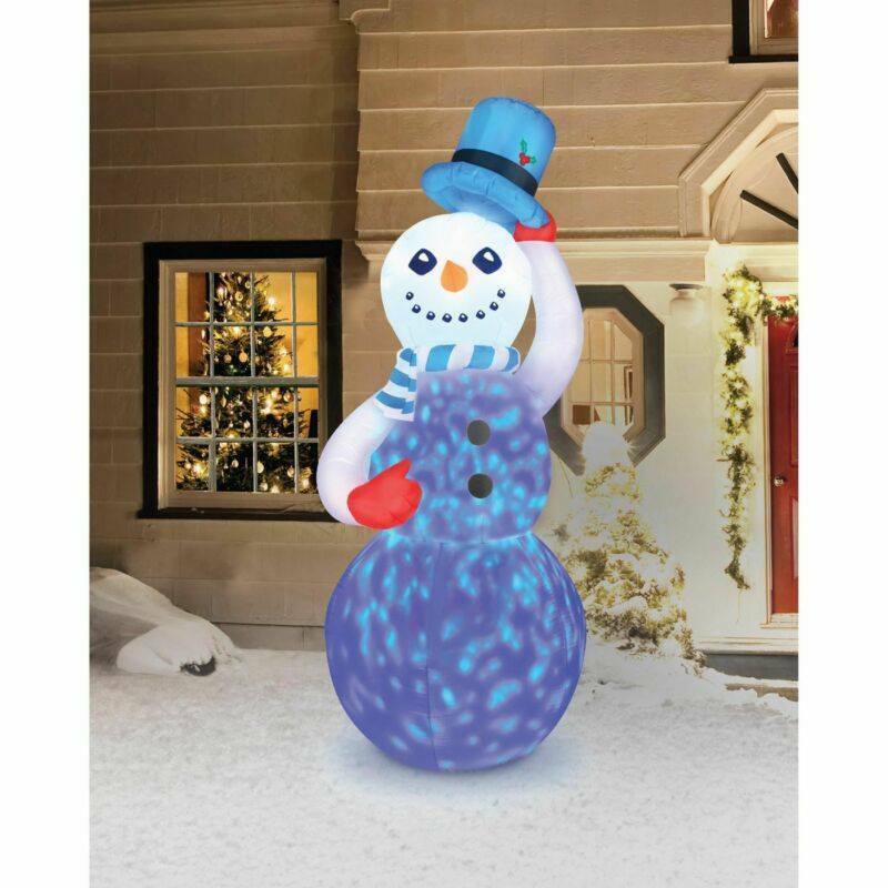 7' Snowman Tipping Hat w/Swirling Lights Inflatable Christmas Ya