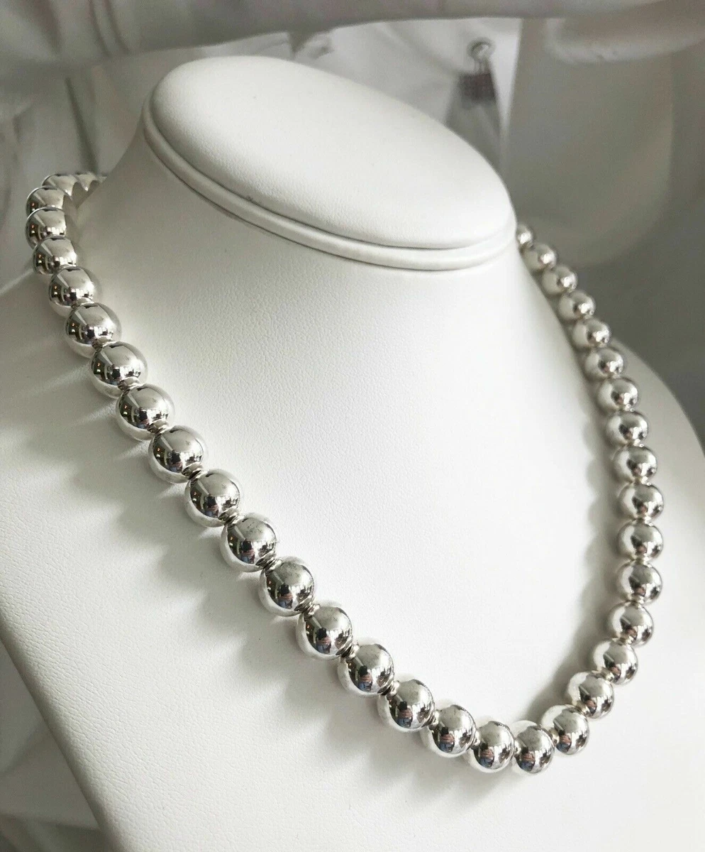 18.5 Tiffany and Co HardWear Bead Ball Necklace 10mm in Sterling