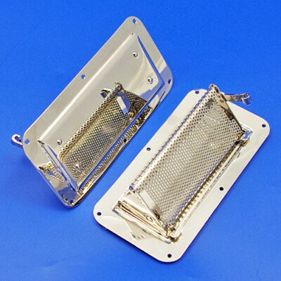 Oldtimer kleine, gefederte rechteckige Entlüftung - 6'' x 3'' (PAAR) - Chrom