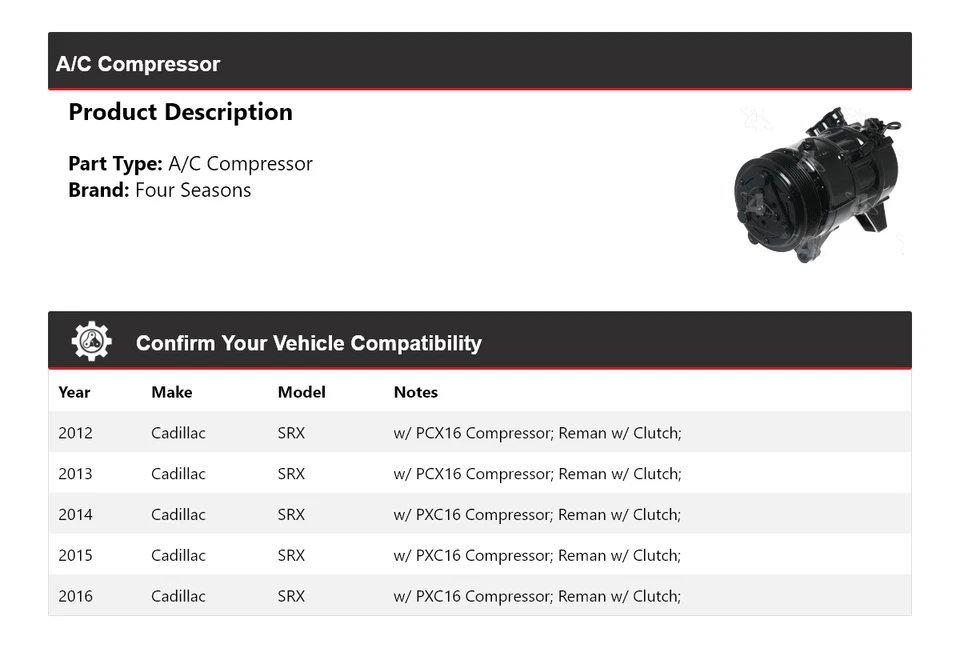 Compresor de aire acondicionado para Cadillac SRX 2012-2016 4 estaciones 2013 2014 2015 Foto 2 de 4
