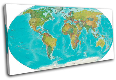 World Atlas Maps Flags SINGLE CANVAS WALL ART Picture Print VA | eBay ...
