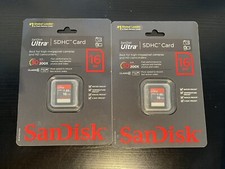 LOT OF 2 SanDisk 16 GB Ultra SDHC SD card Memory Card UHS-I HD Class 4Hi Speed