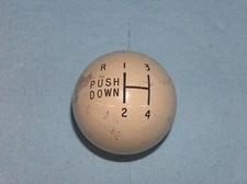 Hurst 4 Speed Super Shifter Push Down Reverse Vintage Ivory White Knob