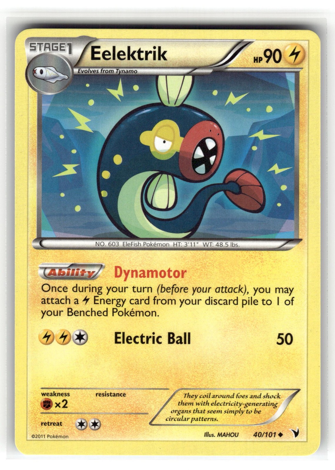 Pokemon: Noble Victories Eelektrik #40/101 Eelektrik- Uncommon.V05