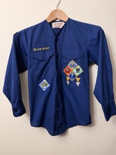 Vintage Cub Scouts Shirt Youth Size 12 Blue Boy Scouts Patch Uniform 80s USA BSA